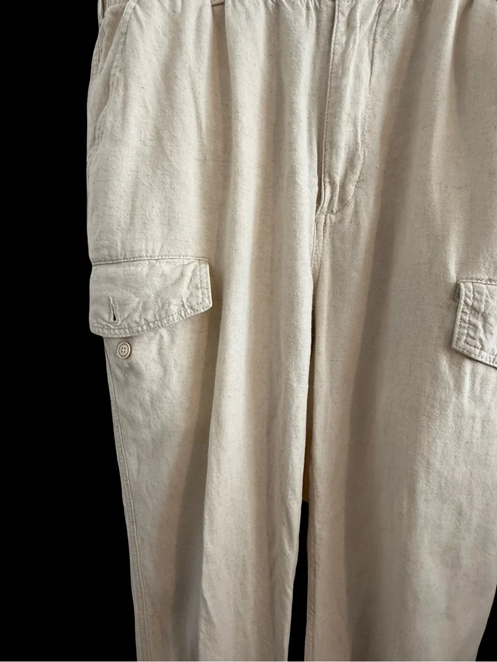 Roundtree & Yorke Linen Blend Mens Cargo Pants Costal Beachy Neutral